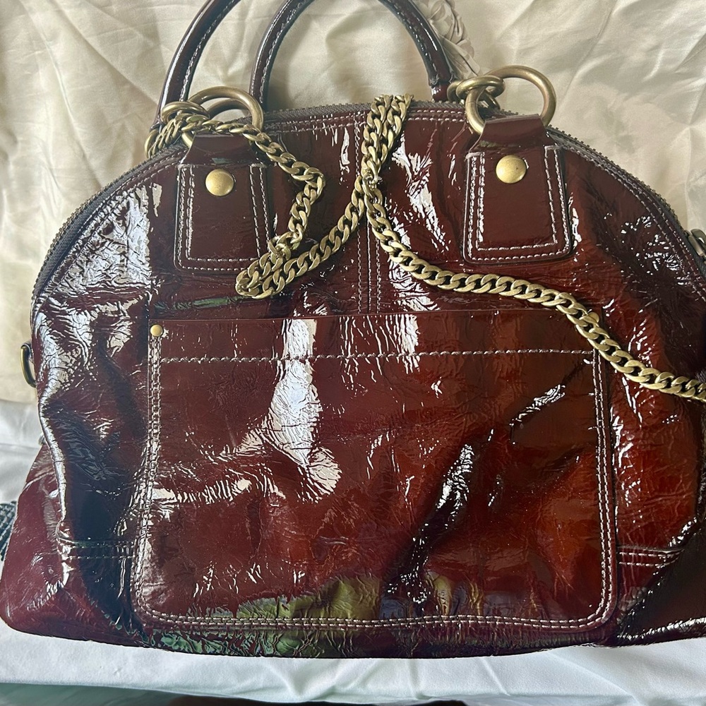 Coach Glossy Patent Leather Satchel in Deep Burgundy - Picture 10 of 16
